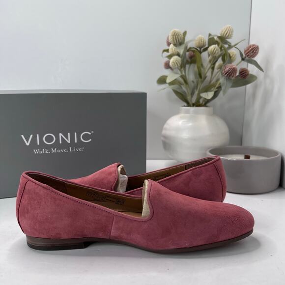 New Vionic Willa Slip On Comfort Loafer Shoes Pink Suede Leather Women's 6M NWB - Picture 7 of 10